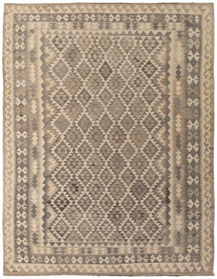 Detail image of 6' 8 x 9' 10 Hand Woven Kilim Maymana Wool Rug