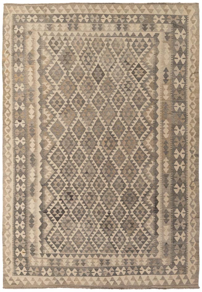 Detail image of 6' 8 x 9' 10 Hand Woven Kilim Maymana Wool Rug