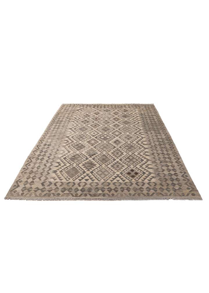 6' 8 x 9' 8 Hand Woven Kilim Maymana Wool Rug