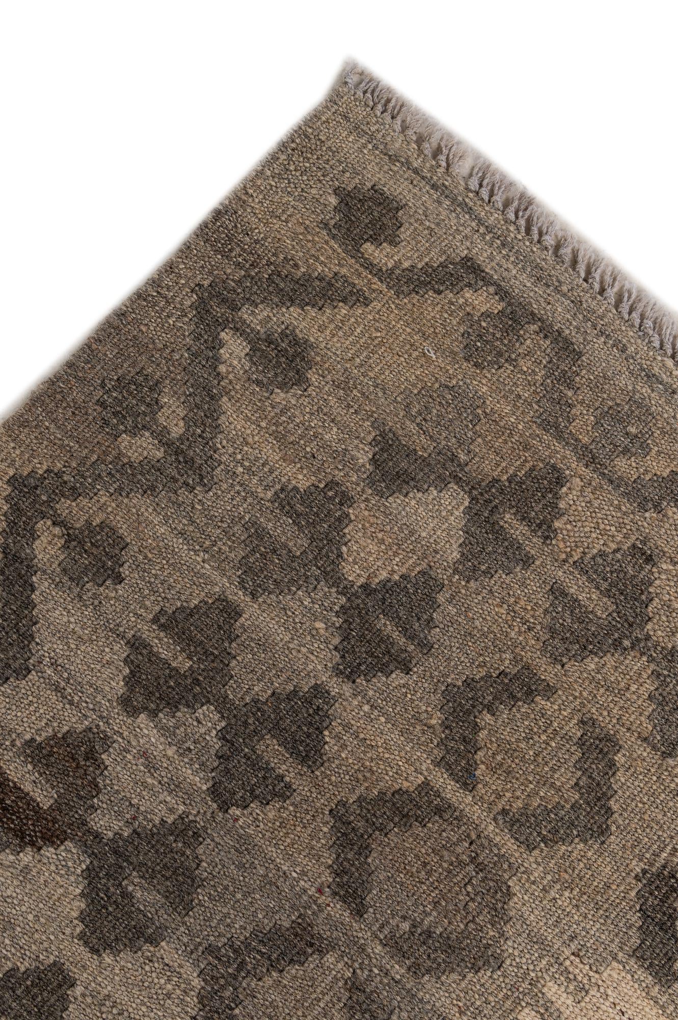 6' 8 x 9' 8 Hand Woven Kilim Maymana Wool Rug