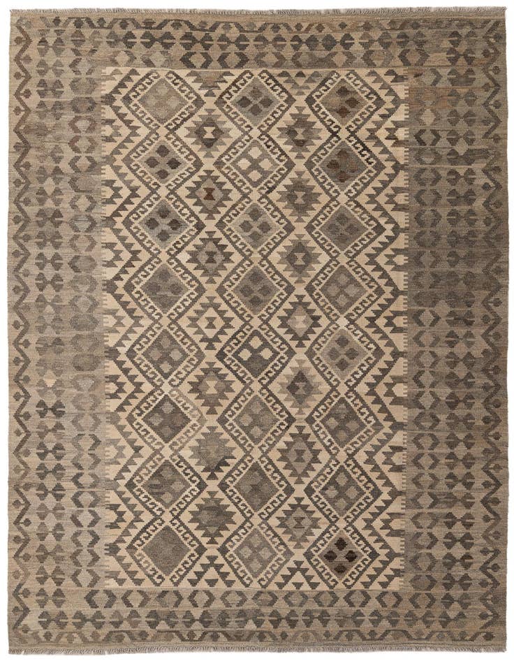 Detail image of 6' 8 x 9' 8 Hand Woven Kilim Maymana Wool Rug
