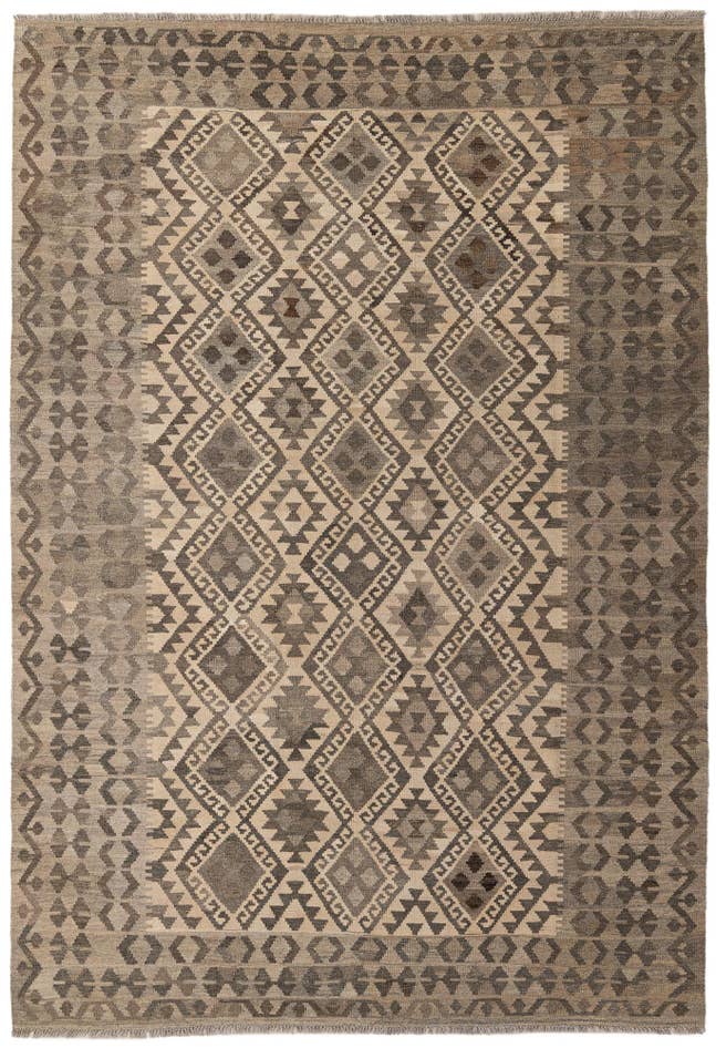 Detail image of 6' 8 x 9' 8 Hand Woven Kilim Maymana Wool Rug