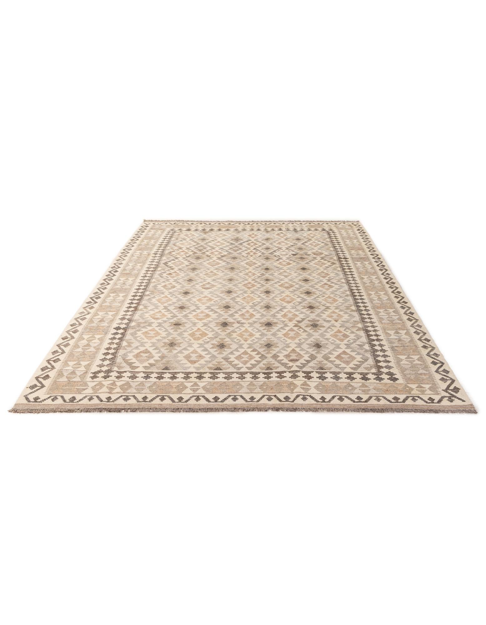 6' 9 x 9' 11 Hand Woven Kilim Maymana Wool Rug