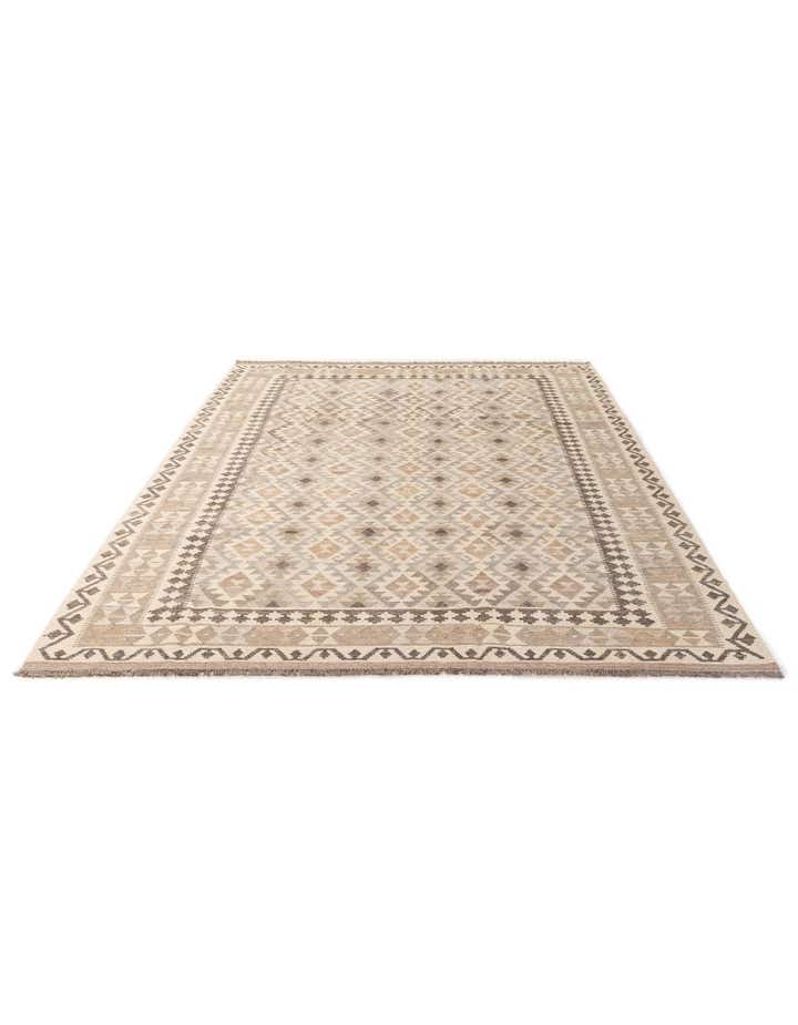 6' 9 x 9' 11 Hand Woven Kilim Maymana Wool Rug