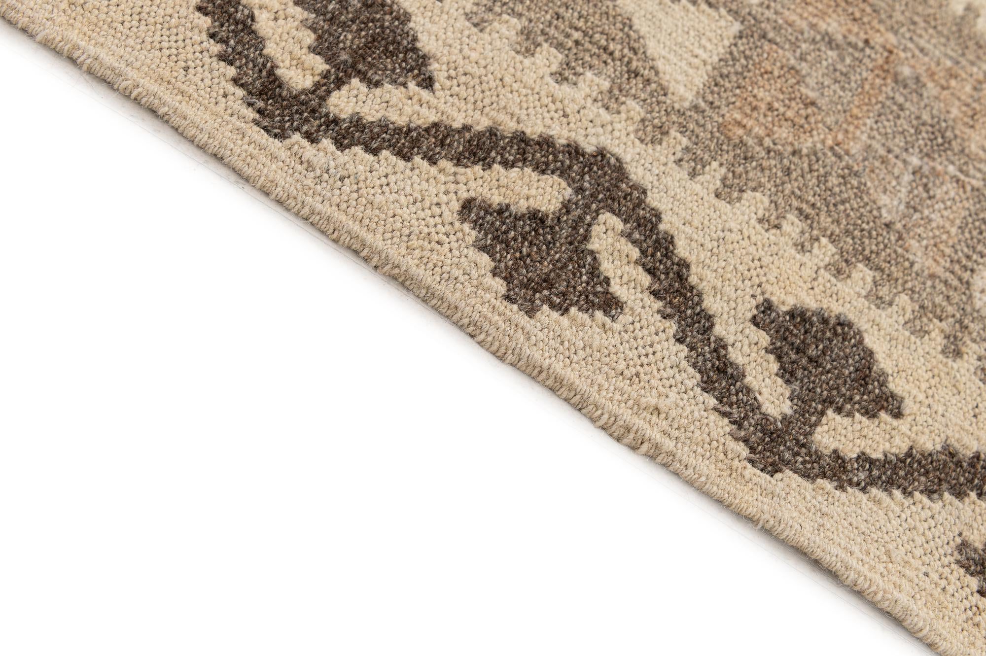 6' 9 x 9' 11 Hand Woven Kilim Maymana Wool Rug