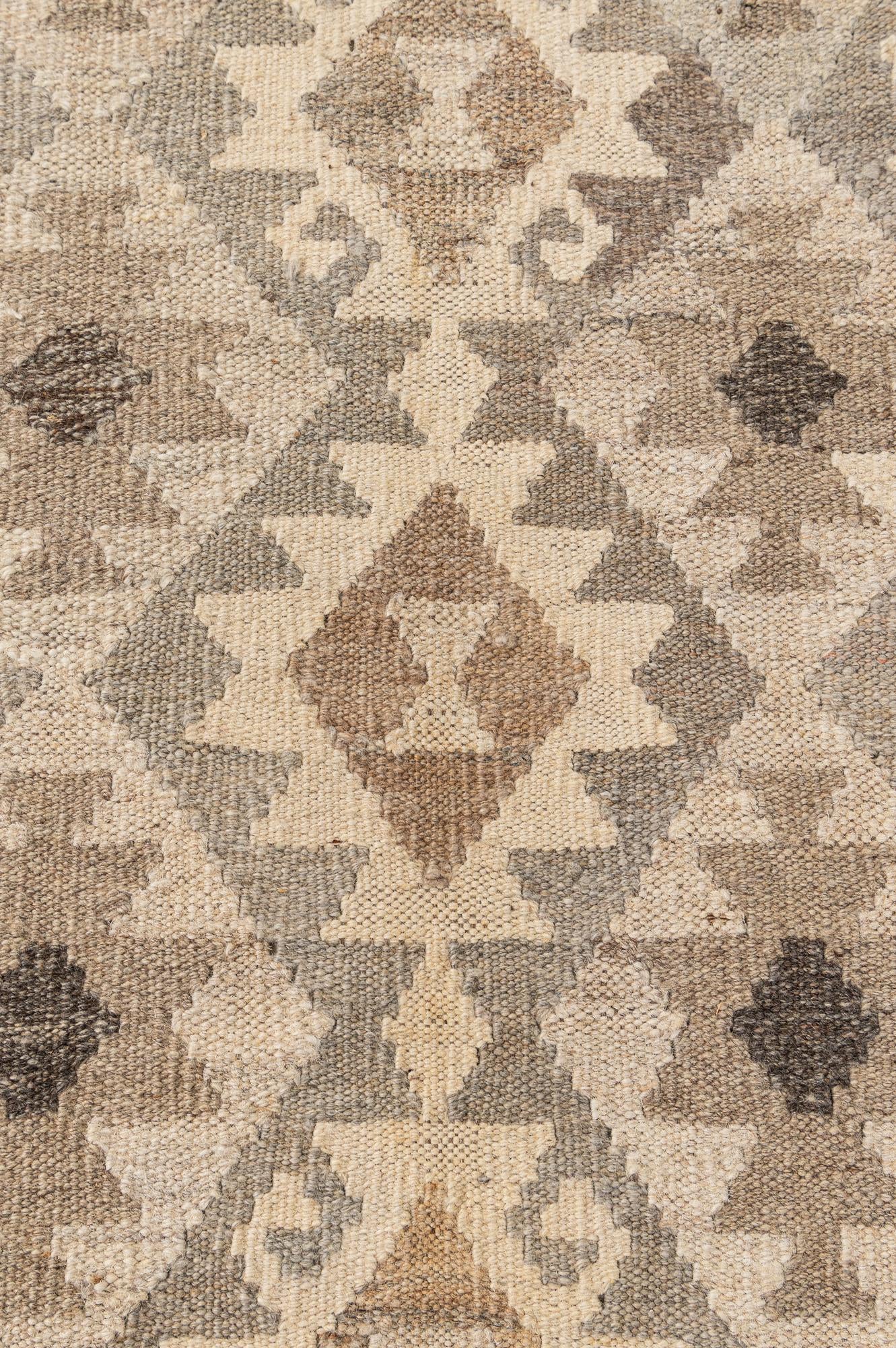 6' 9 x 9' 11 Hand Woven Kilim Maymana Wool Rug