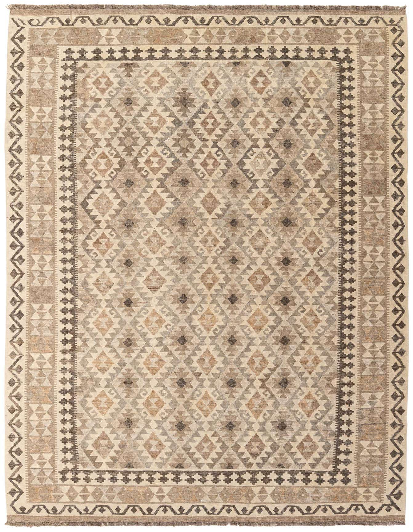 6' 9 x 9' 11 Hand Woven Kilim Maymana Wool Rug