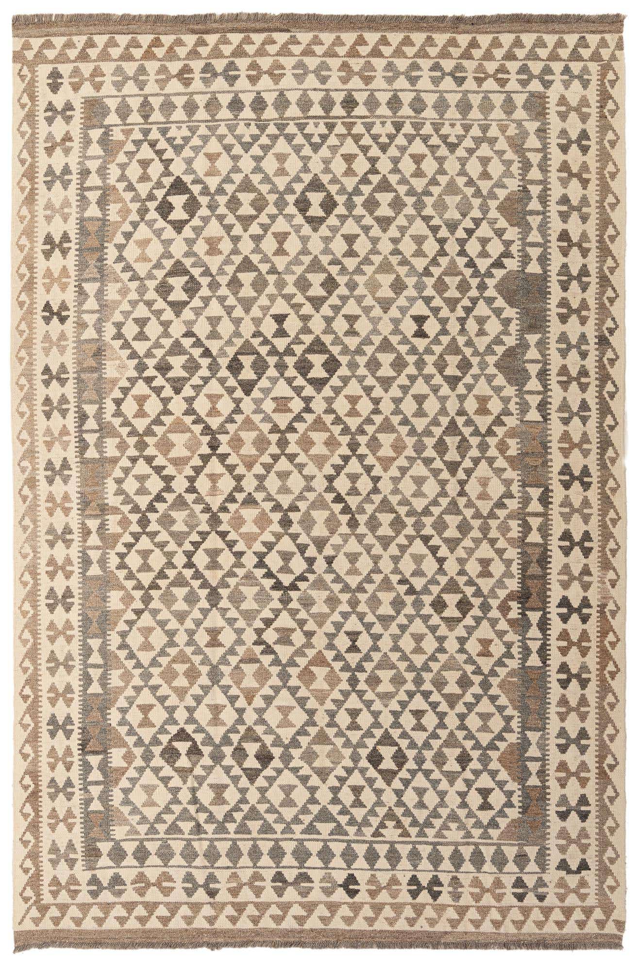 6' 7 x 10' Hand Woven Kilim Maymana Wool Rug