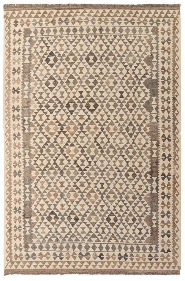 Detail image of 6' 7 x 10' Hand Woven Kilim Maymana Wool Rug