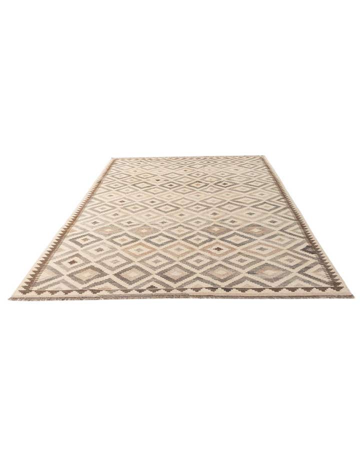6' 7 x 10' 1 Hand Woven Kilim Maymana Wool Rug