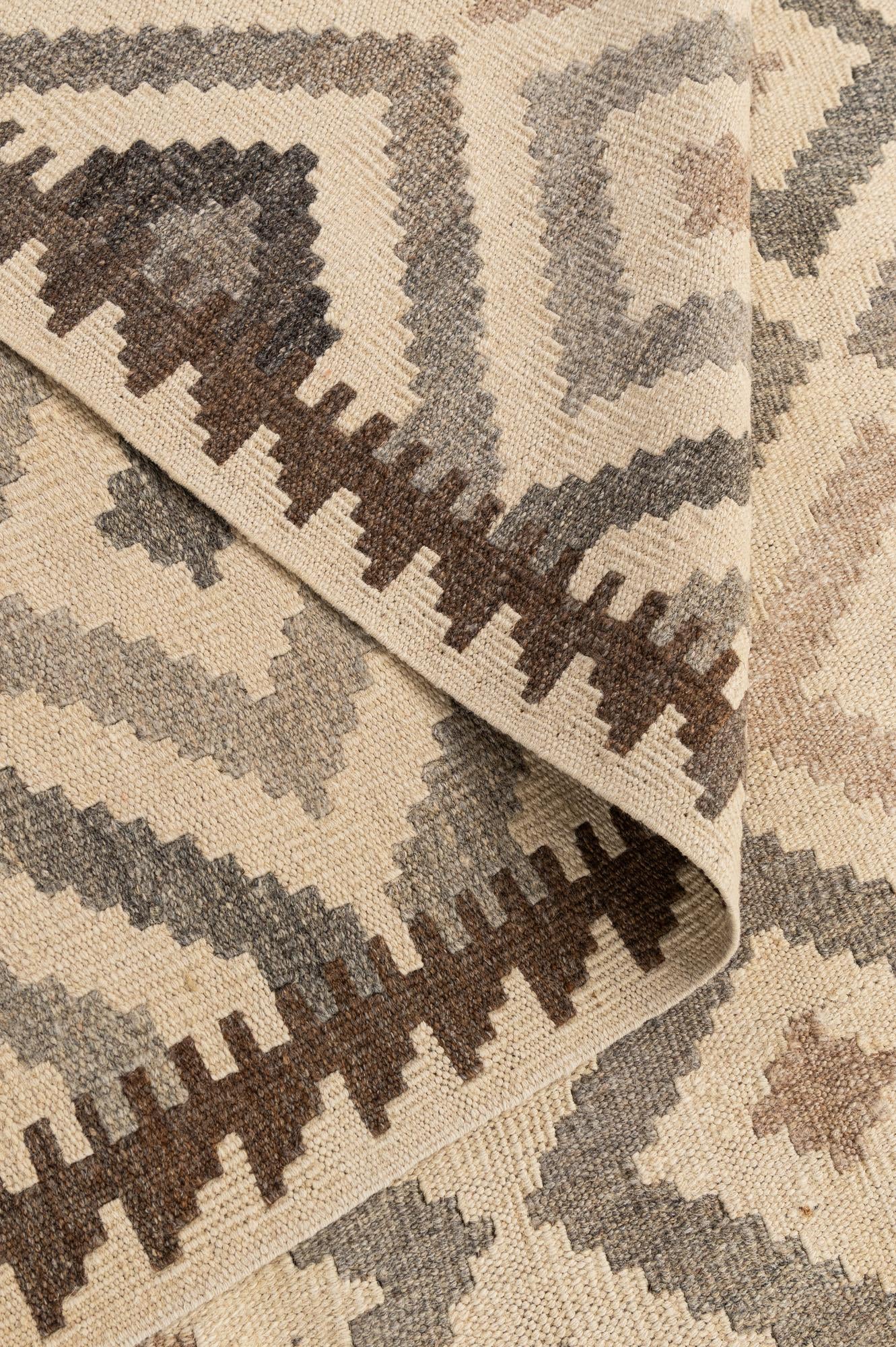 6' 7 x 10' 1 Hand Woven Kilim Maymana Wool Rug