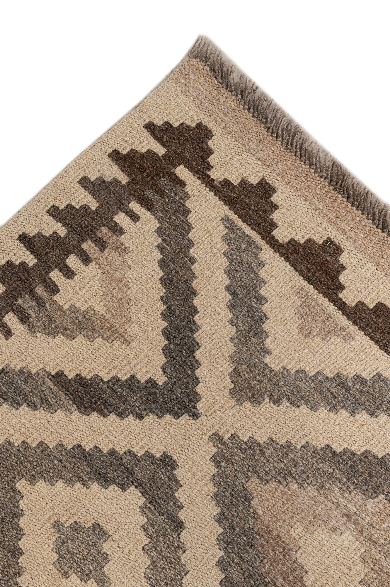 6' 7 x 10' 1 Hand Woven Kilim Maymana Wool Rug