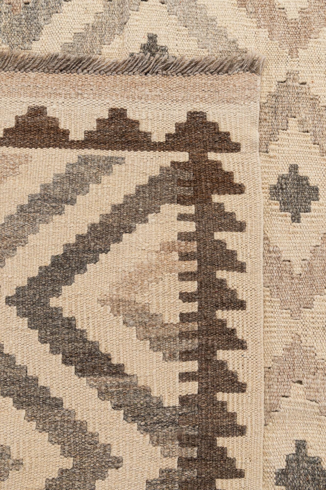 6' 7 x 10' 1 Hand Woven Kilim Maymana Wool Rug