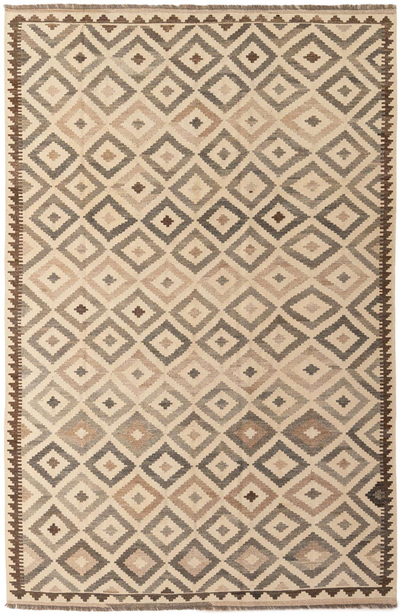 6' 7 x 10' 1 Hand Woven Kilim Maymana Wool Rug