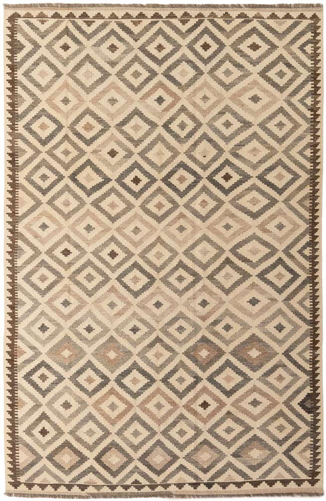 6' 7 x 10' 1 Hand Woven Kilim Maymana Wool Rug
