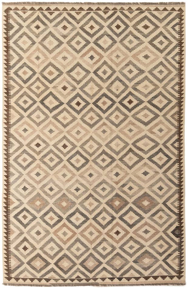 Detail image of 6' 7 x 10' 1 Hand Woven Kilim Maymana Wool Rug