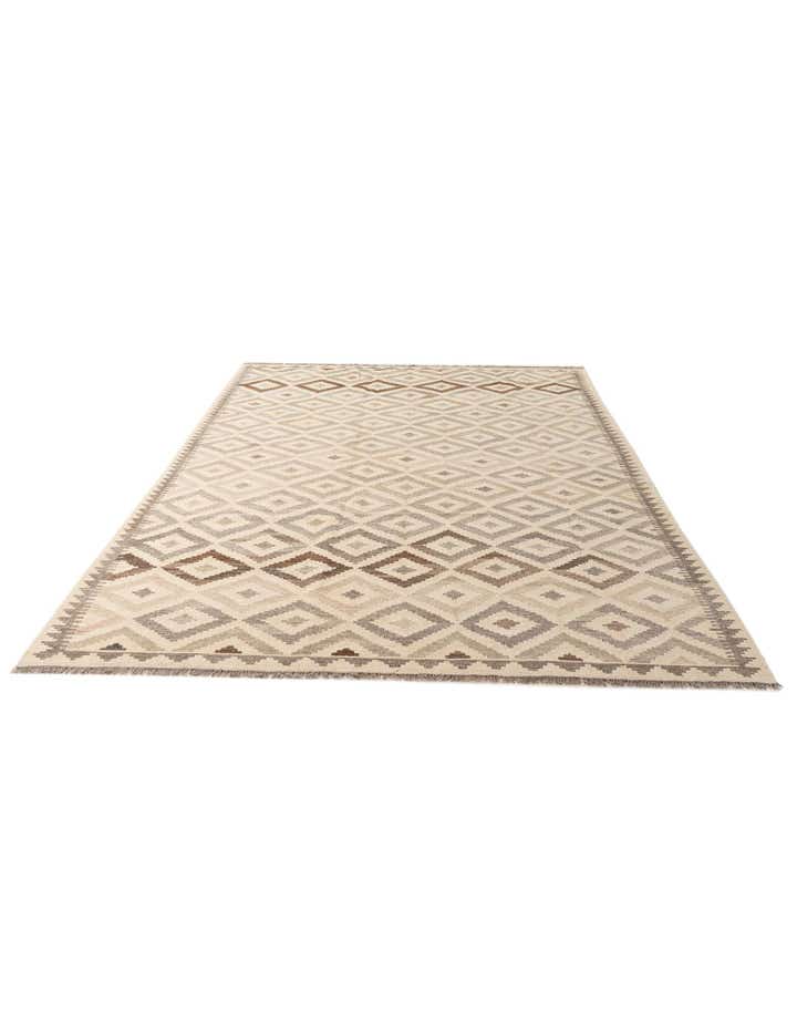 6' 7 x 10' 1 Hand Woven Kilim Maymana Wool Rug