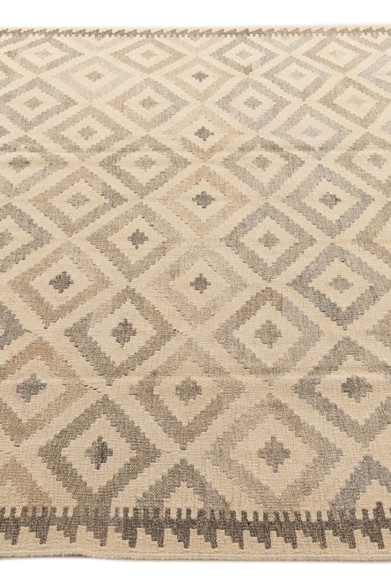 6' 7 x 10' 1 Hand Woven Kilim Maymana Wool Rug