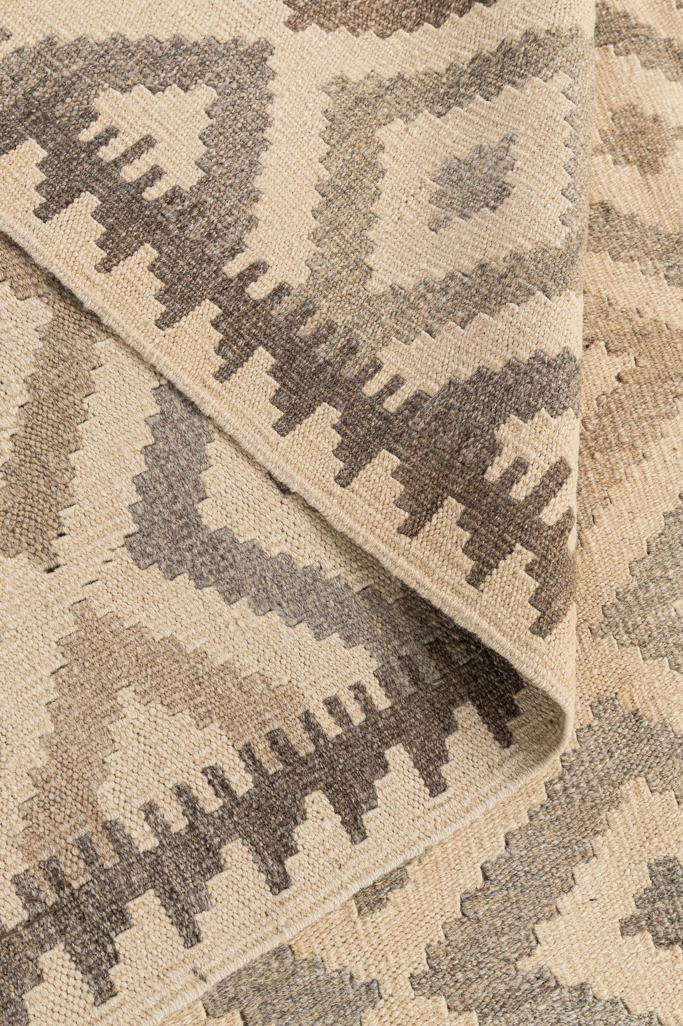 6' 7 x 10' 1 Hand Woven Kilim Maymana Wool Rug