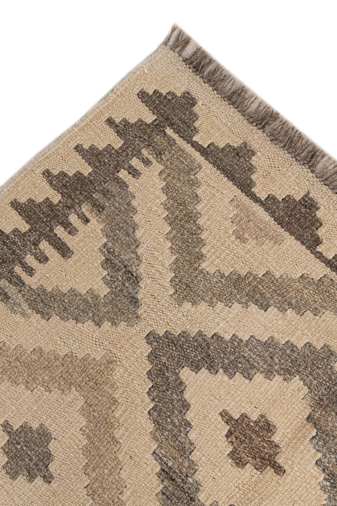 6' 7 x 10' 1 Hand Woven Kilim Maymana Wool Rug