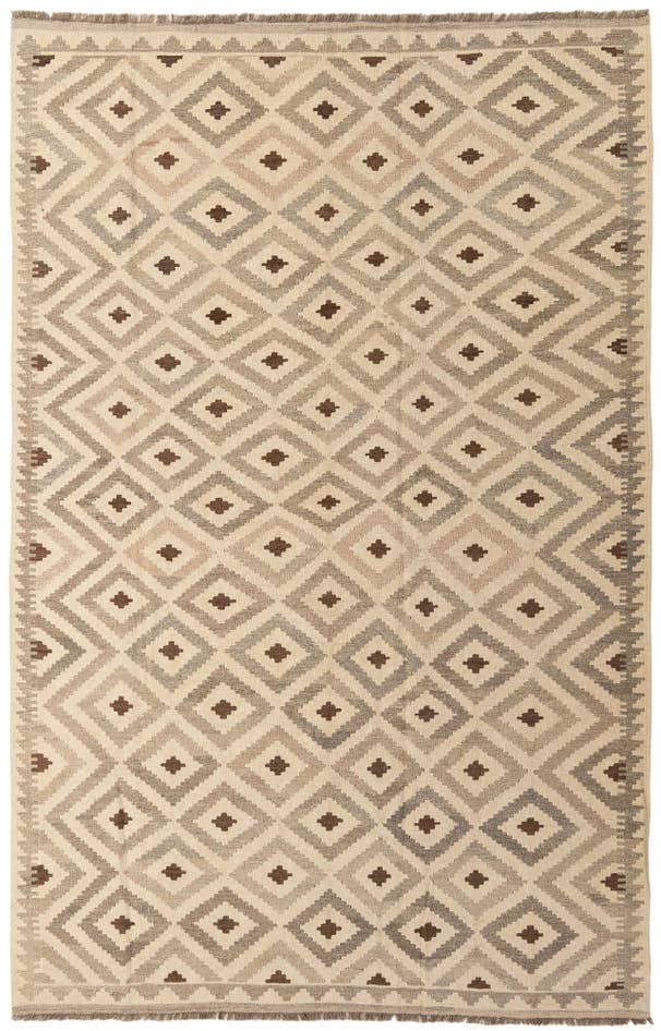 Detail image of 6' 6 x 10' 3 Hand Woven Kilim Maymana Wool Rug