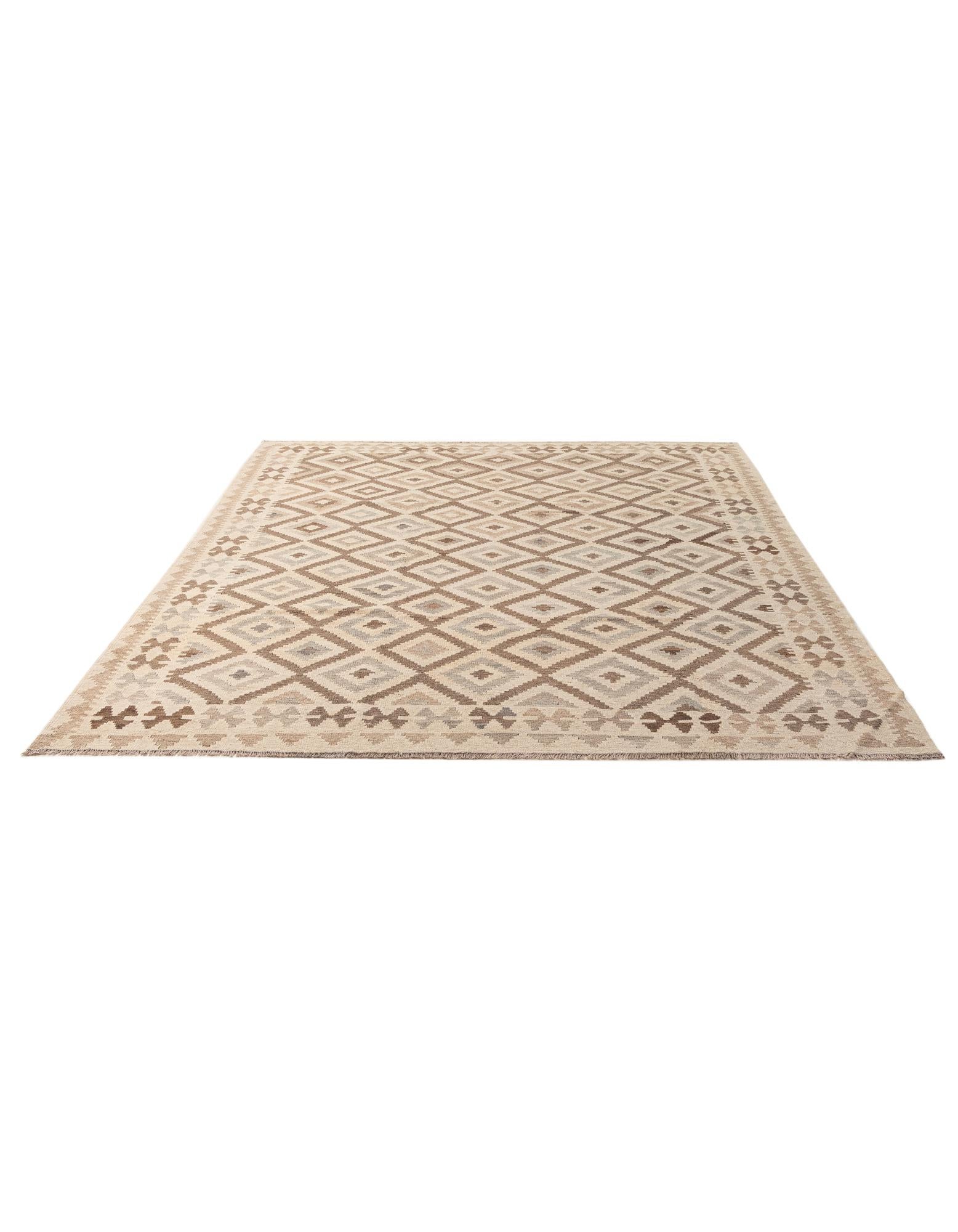 7' 3 x 9' 7 Hand Woven Kilim Maymana Wool Rug
