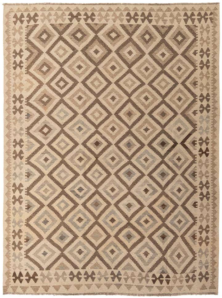 7' 3 x 9' 7 Hand Woven Kilim Maymana Wool Rug
