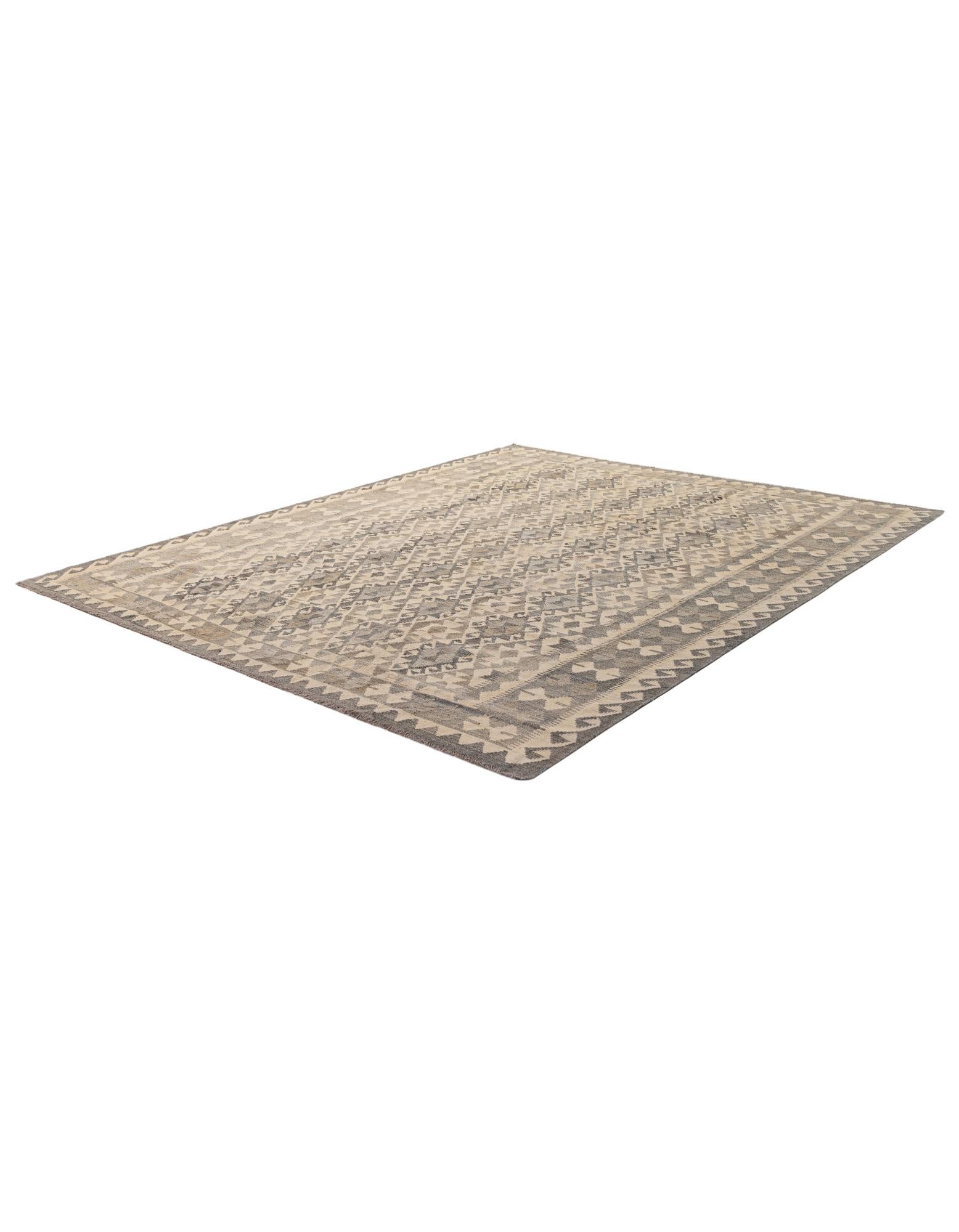 7' 3 x 9' 8 Hand Woven Kilim Maymana Wool Rug