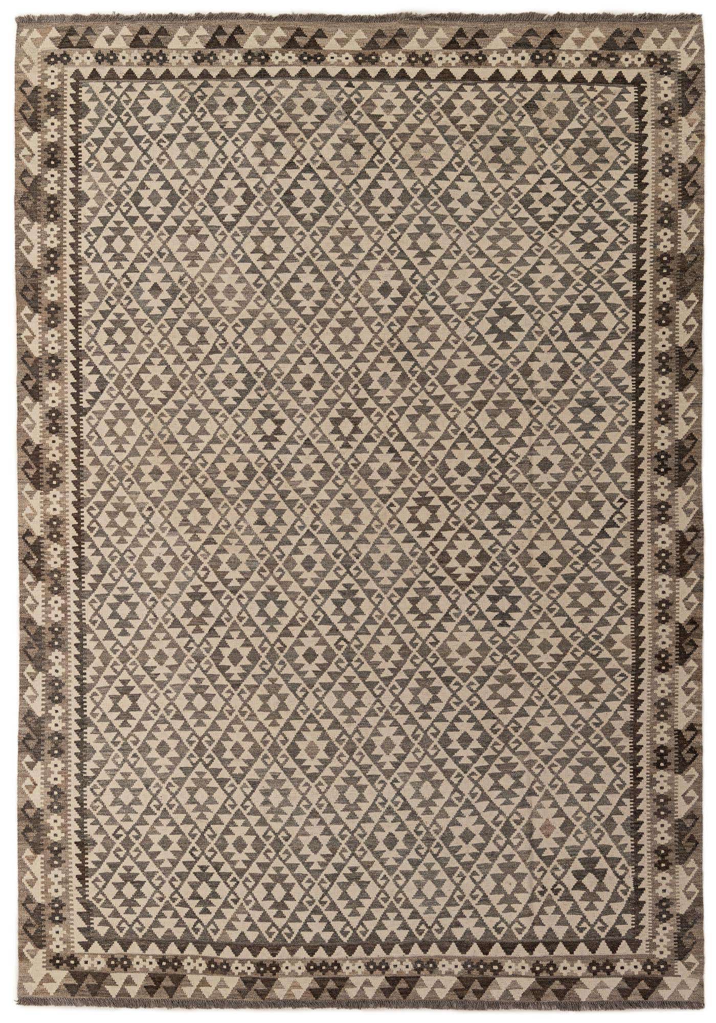 6' 11 x 9' 11 Hand Woven Kilim Maymana Wool Rug