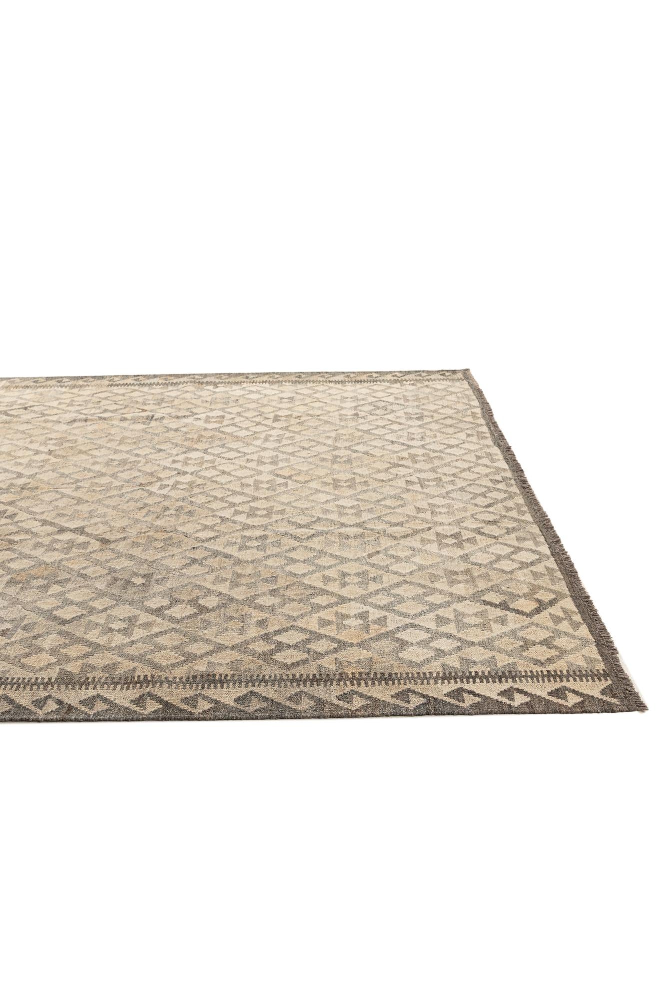 7' 2 x 9' 11 Hand Woven Kilim Maymana Wool Rug
