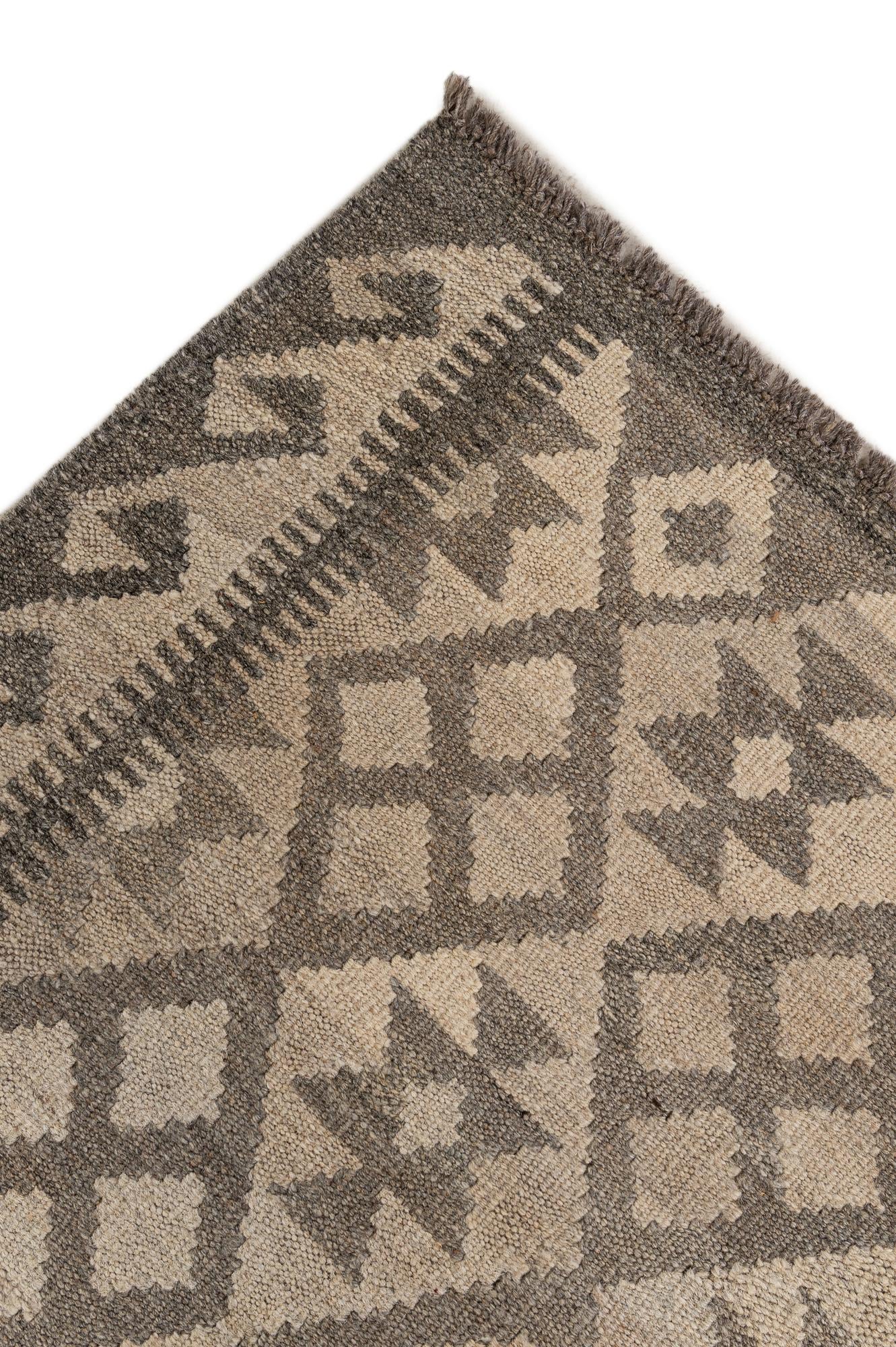 7' 2 x 9' 11 Hand Woven Kilim Maymana Wool Rug