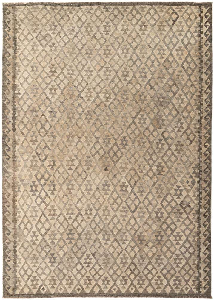 7' 2 x 9' 11 Hand Woven Kilim Maymana Wool Rug