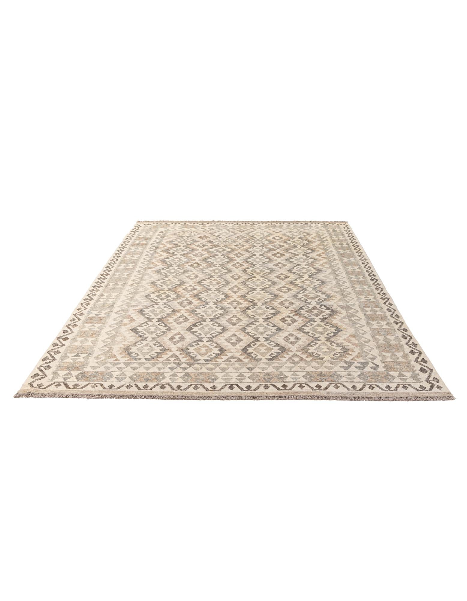 6' 11 x 9' 11 Hand Woven Kilim Maymana Wool Rug