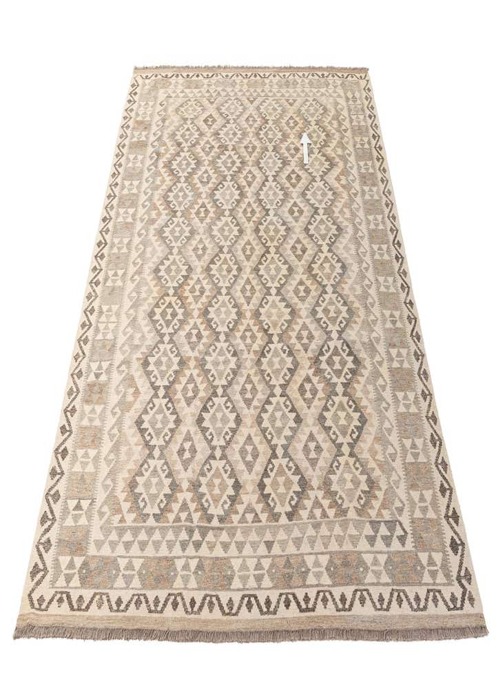 6' 11 x 9' 11 Hand Woven Kilim Maymana Wool Rug