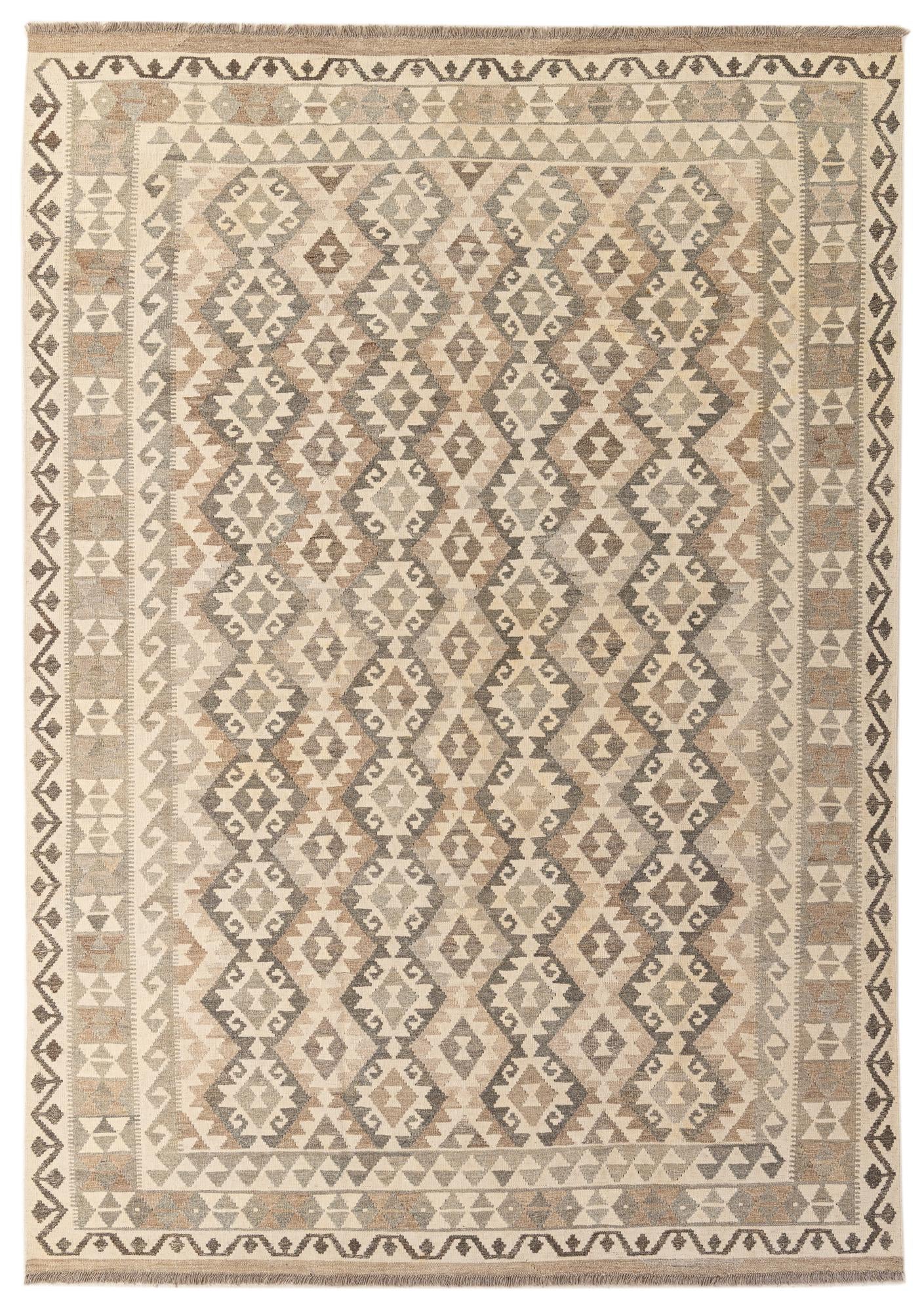 6' 11 x 9' 11 Hand Woven Kilim Maymana Wool Rug