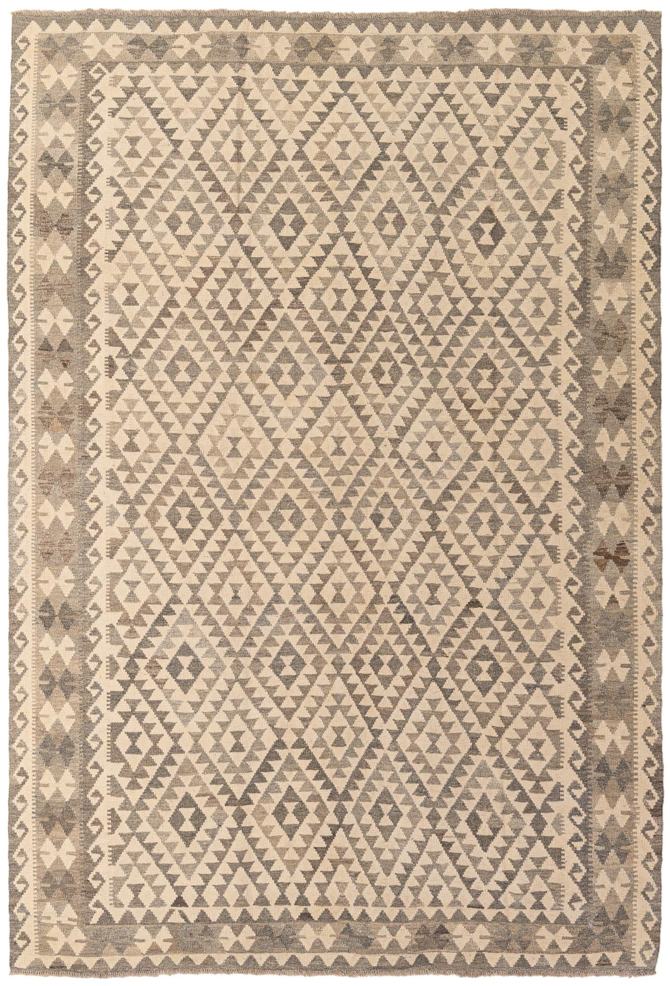 6' 10 x 9' 10 Hand Woven Kilim Maymana Wool Rug