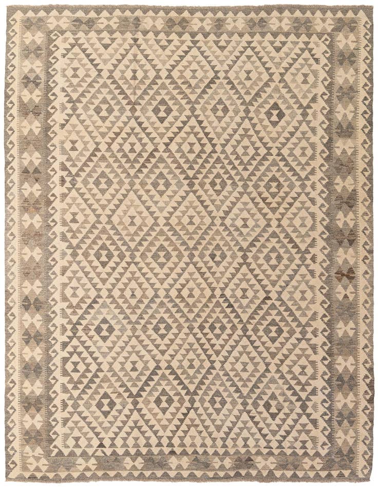 Detail image of 6' 10 x 9' 10 Hand Woven Kilim Maymana Wool Rug