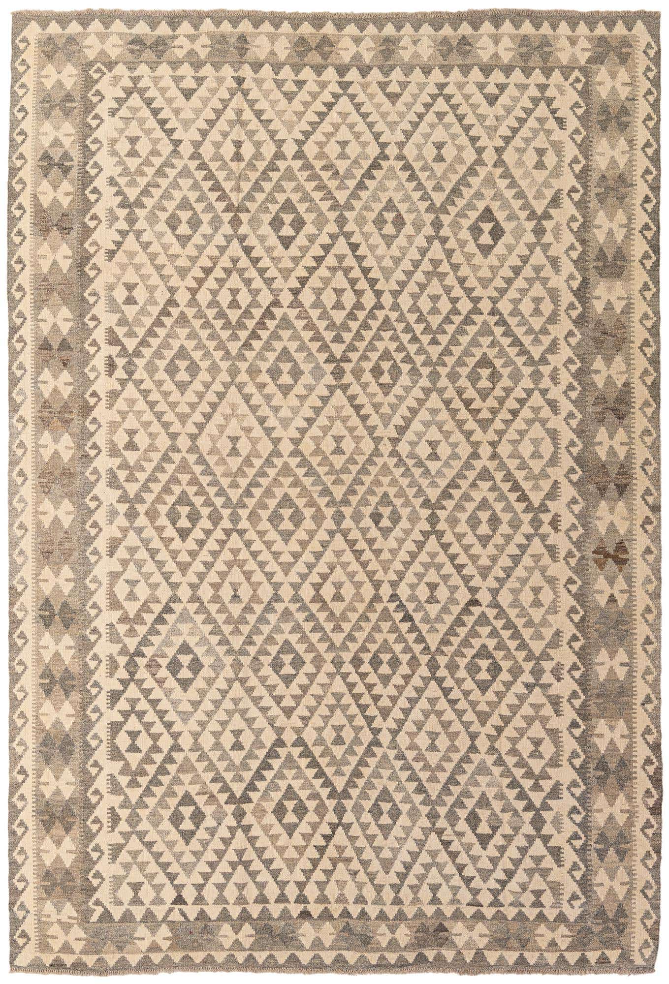 6' 10 x 9' 10 Hand Woven Kilim Maymana Wool Rug