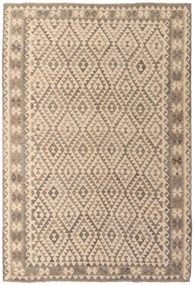 Detail image of 6' 10 x 9' 10 Hand Woven Kilim Maymana Wool Rug