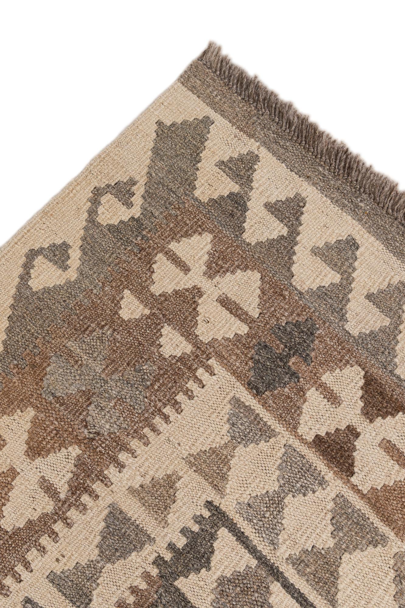 6' 9 x 9' 10 Hand Woven Kilim Maymana Wool Rug