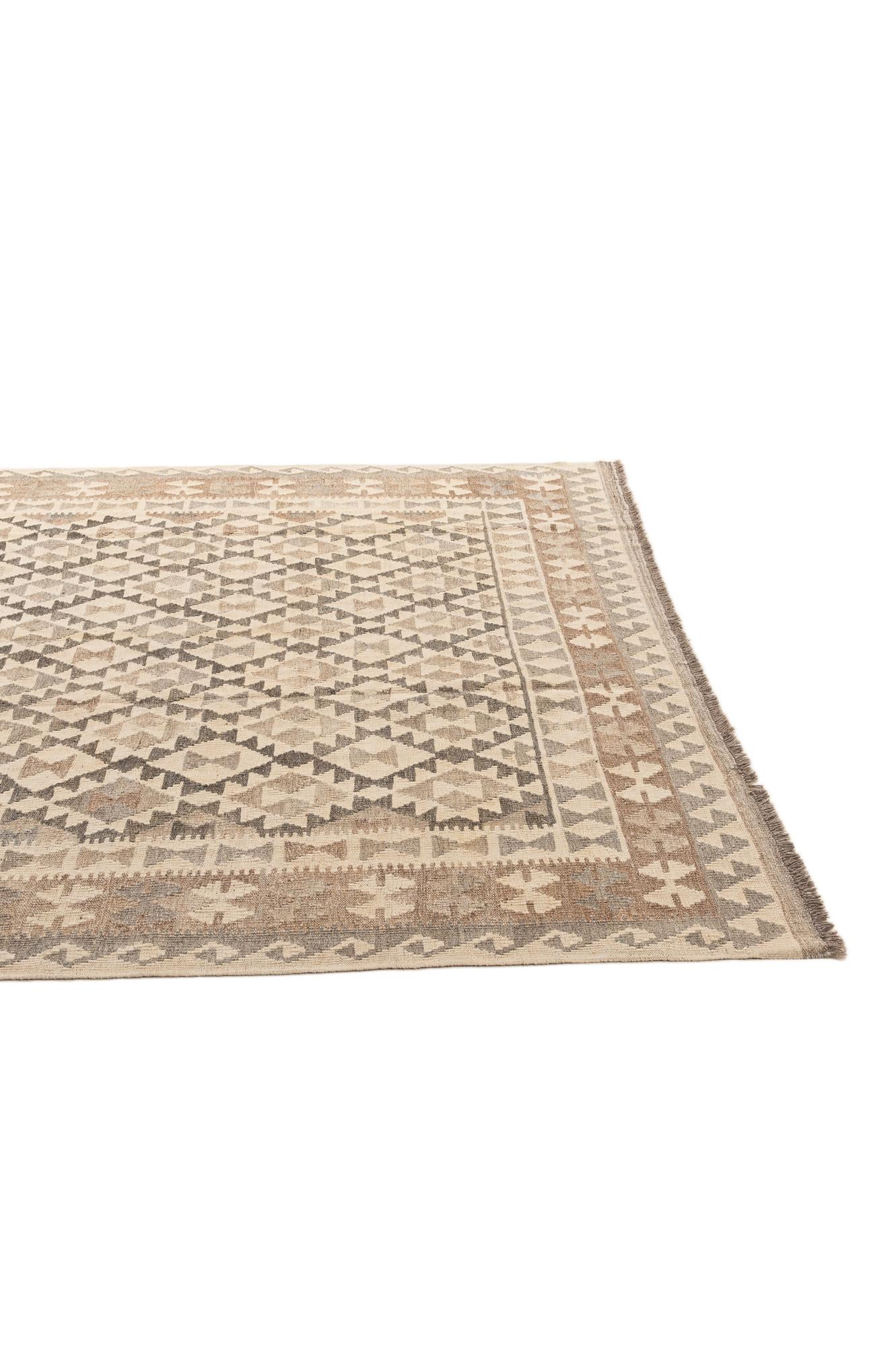 6' 9 x 9' 10 Hand Woven Kilim Maymana Wool Rug