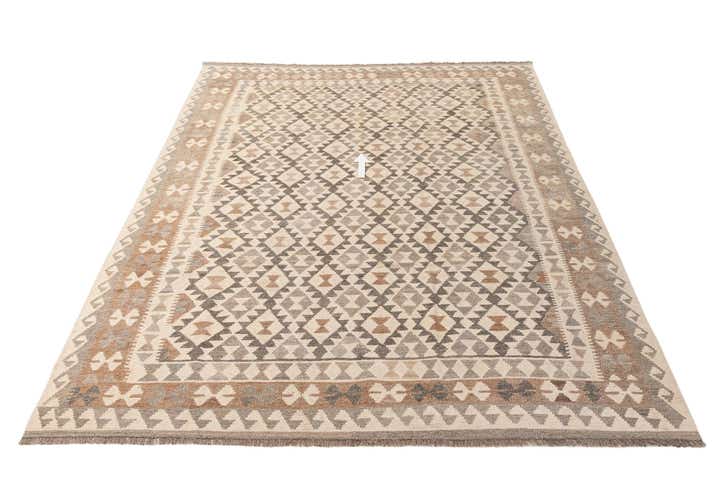 6' 9 x 9' 10 Hand Woven Kilim Maymana Wool Rug