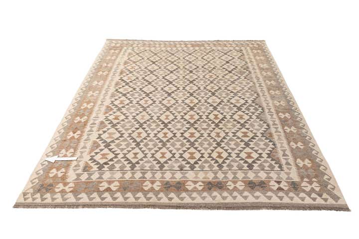 6' 9 x 9' 10 Hand Woven Kilim Maymana Wool Rug