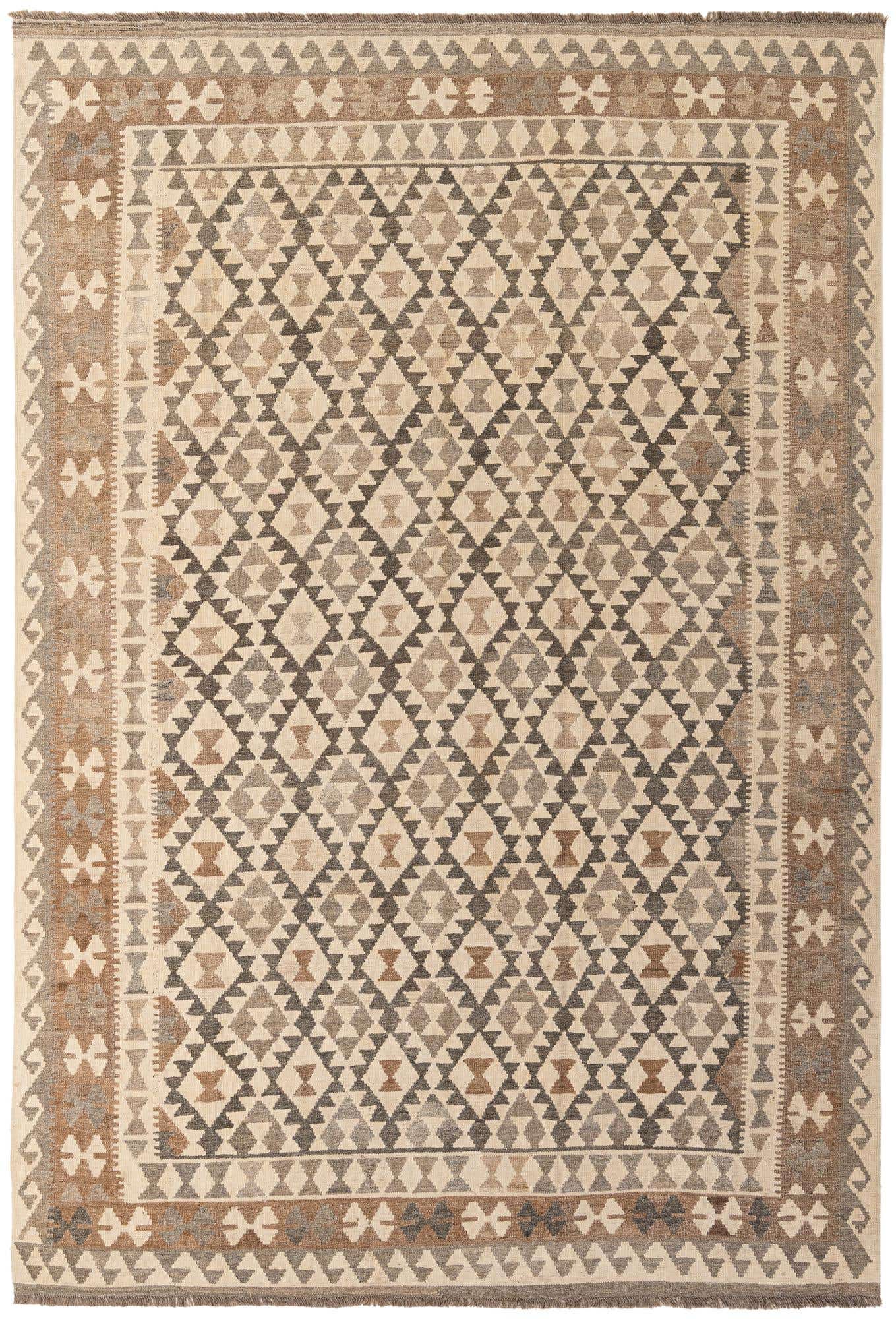 6' 9 x 9' 10 Hand Woven Kilim Maymana Wool Rug