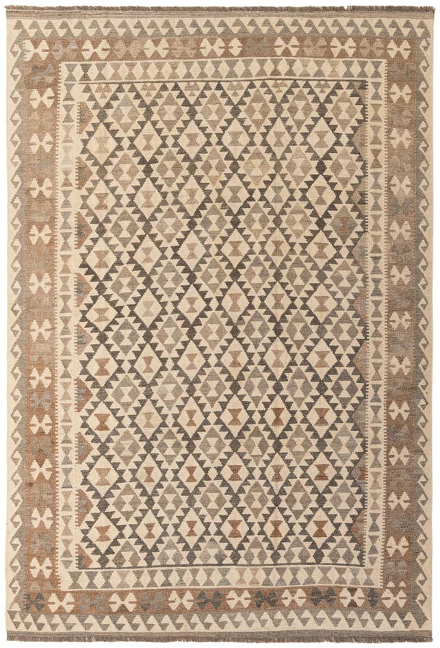 Detail image of 6' 9 x 9' 10 Hand Woven Kilim Maymana Wool Rug