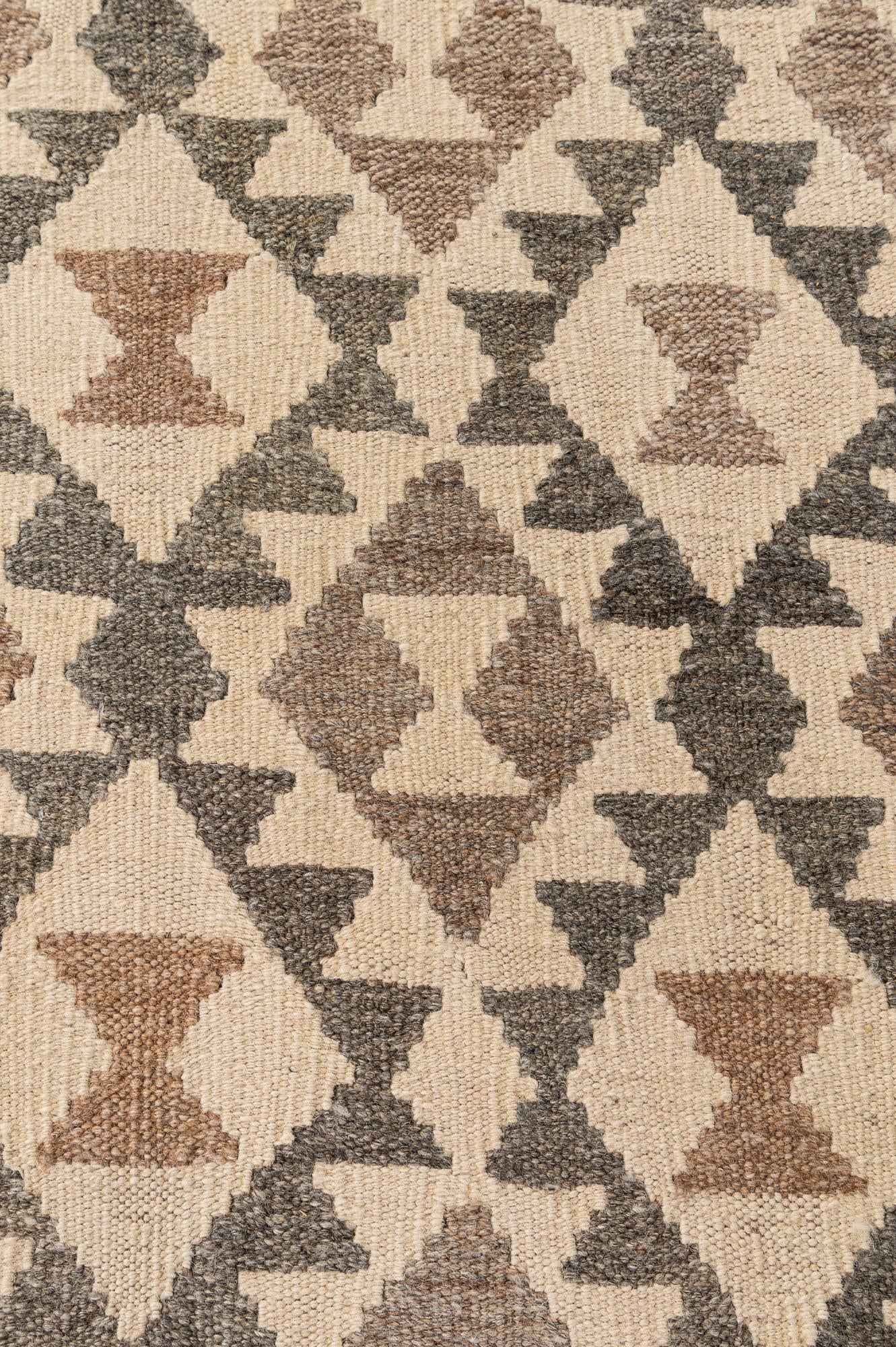 6' 9 x 9' 11 Hand Woven Kilim Maymana Wool Rug