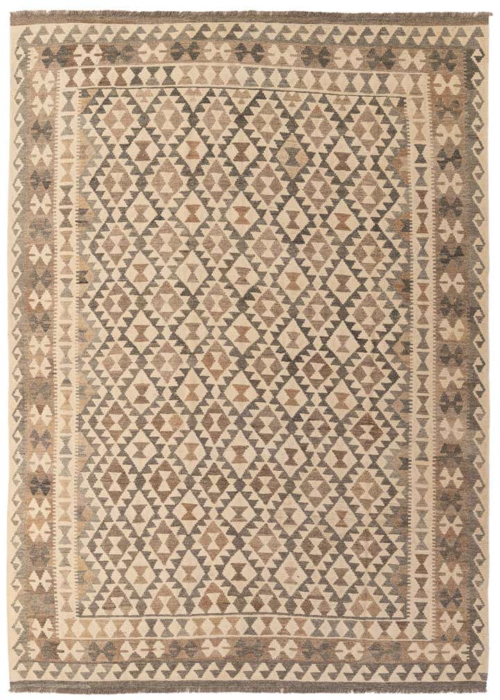 6' 9 x 9' 11 Hand Woven Kilim Maymana Wool Rug