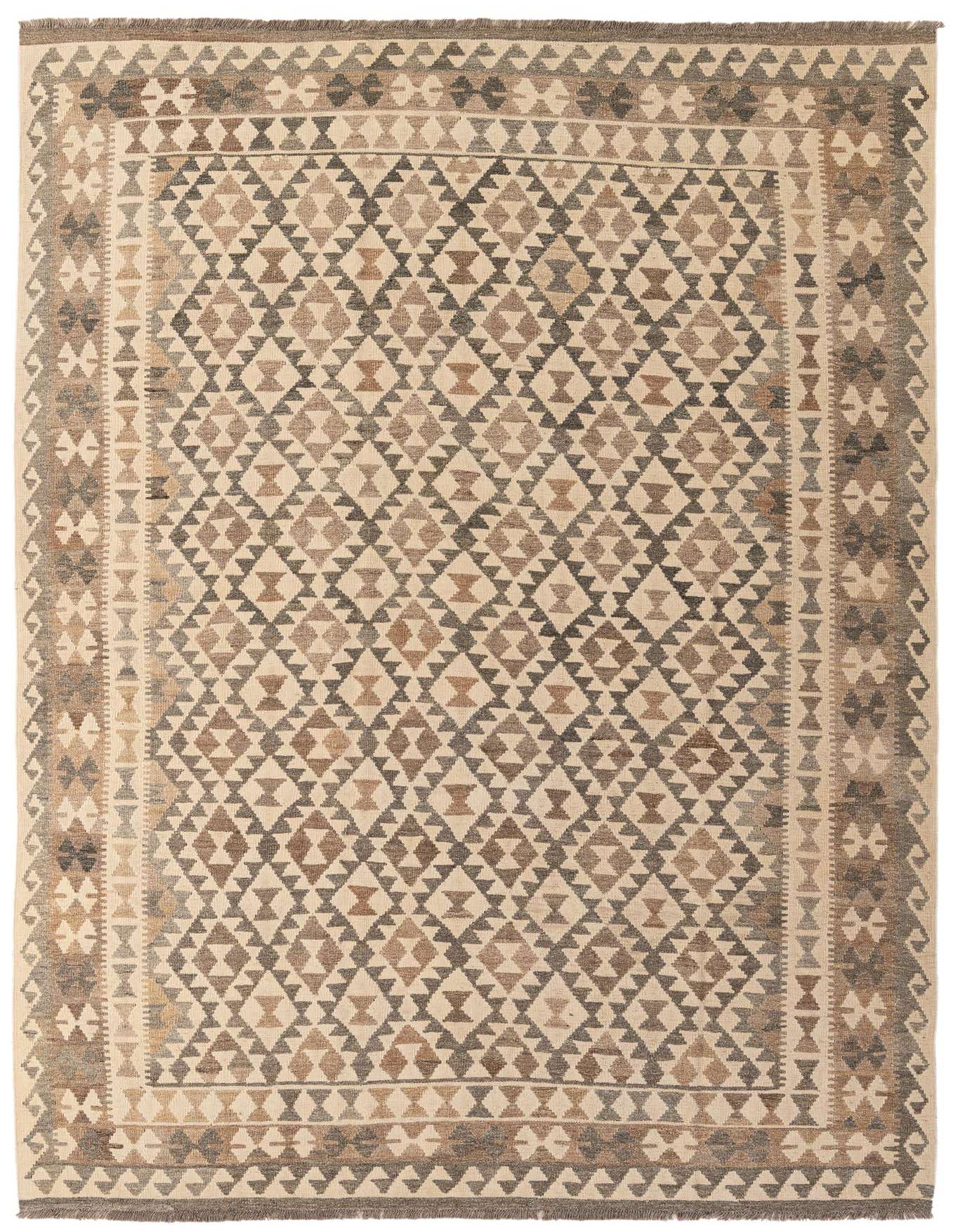 6' 9 x 9' 11 Hand Woven Kilim Maymana Wool Rug
