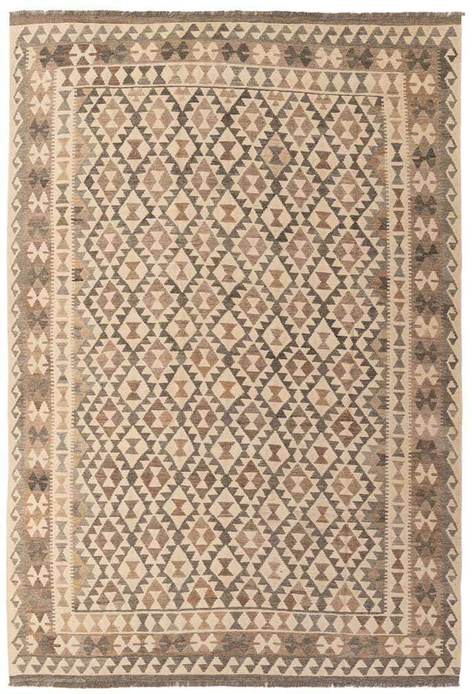6' 9 x 9' 11 Hand Woven Kilim Maymana Wool Rug
