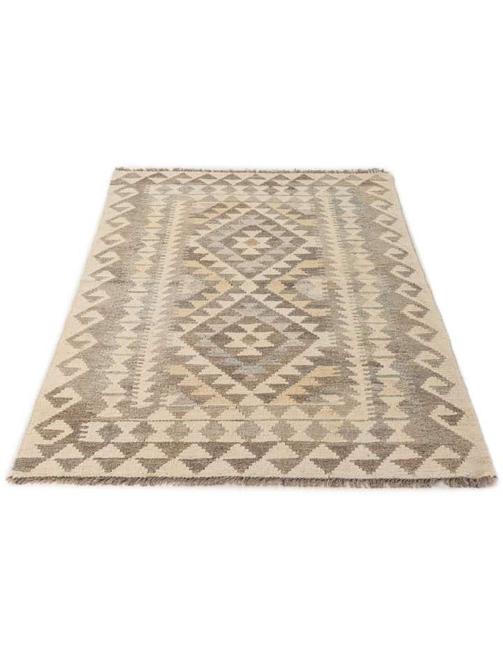 3' 4 x 5' 1 Hand Woven Kilim Maymana Wool Rug